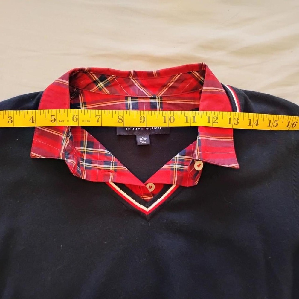 Tommy Hilfiger Plaid Faux Layered Sweater Clean girl preppy‎  clean minimalist - Picture 4 of 8
